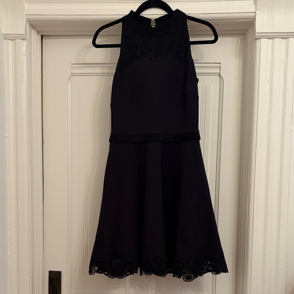 Ted Baker black high neck scuba lace cocktail dress